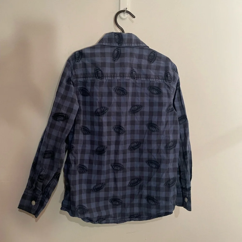Gymboree blue Plaid football button up Shirt 5t‎